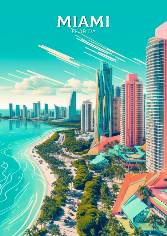 Impression de voyage à Miami - Œuvre d'art de Floride