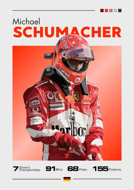 Affiche Ferrari de Michael Schumacher – Décoration murale emblématique du champion de F1