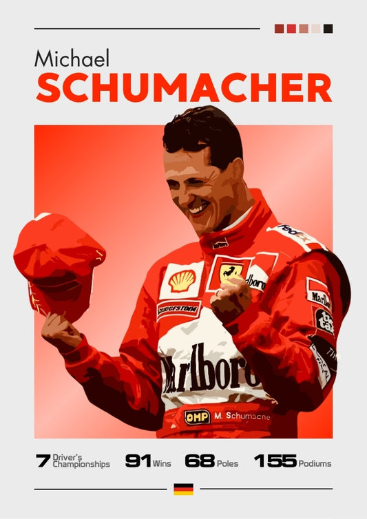 Affiche Ferrari F1 de Michael Schumacher – Art du septuple champion