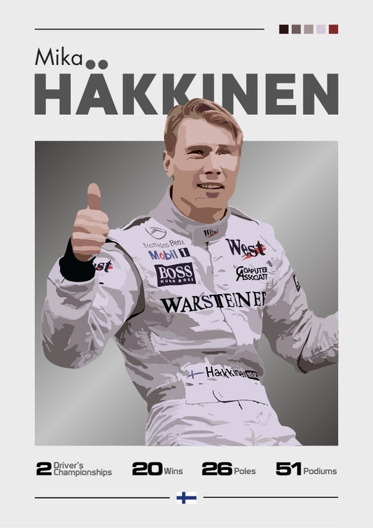 Affiche Mika Häkkinen McLaren F1 – Art double champion du monde