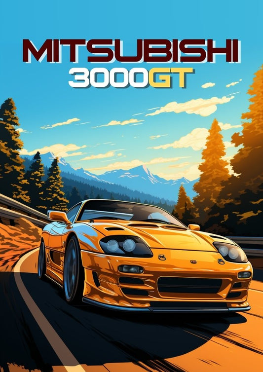 Impression Mitsubishi 3000GT – Décoration murale représentant une voiture de sport japonaise des années 1990
