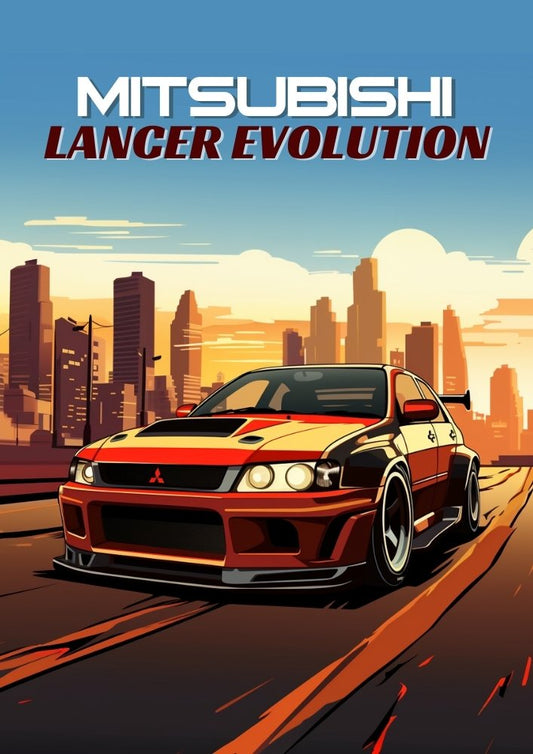 Affiche de la Mitsubishi Lancer Evolution des années 1990 – Décoration murale JDM Performance