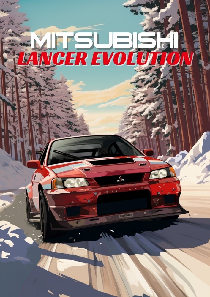 Affiche Mitsubishi Lancer Evolution – AWD Turbo Rally Legend Art