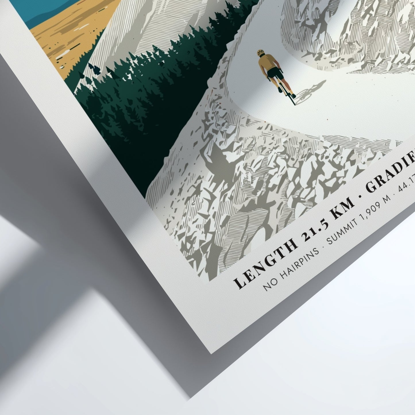 Mont Ventoux cycling poster featuring a rider on a mountain road with observatory.