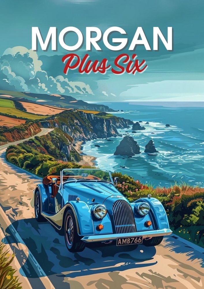 Affiche Morgan Plus Six – Impression d'art mural de voiture de sport britannique moderne