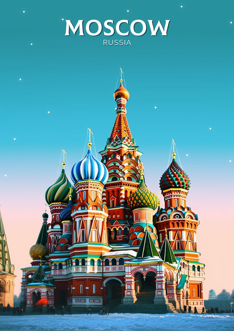 Affiche de voyage de Moscou - Illustration russe