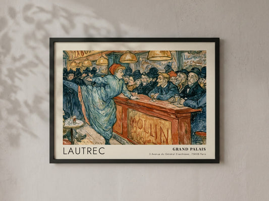 Wall art poster of Lautrec La Goulue Moulin Rouge scene at Grand Palais exhibition