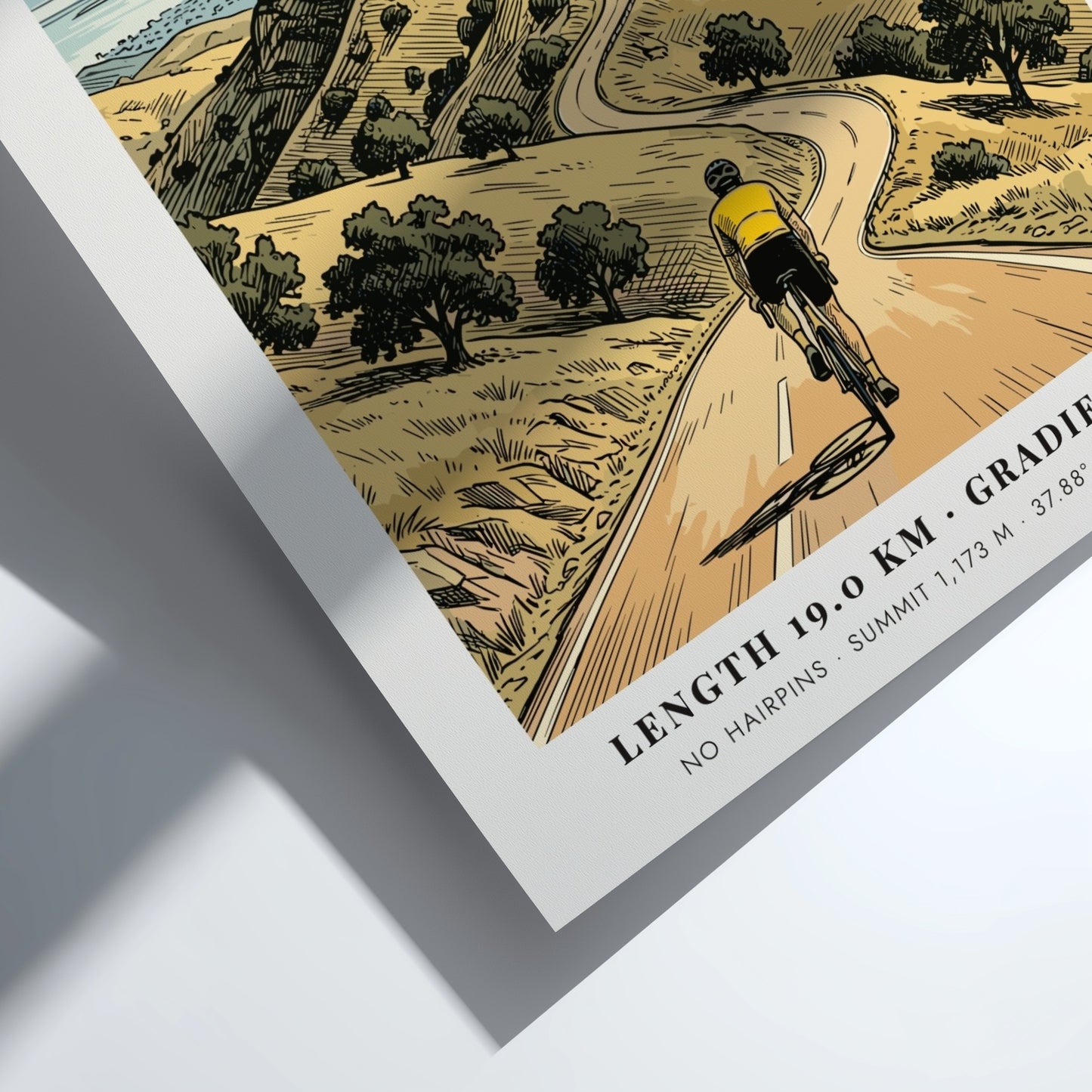 Poster of a cyclist climbing Mount Diablo in California with warm earthy tones