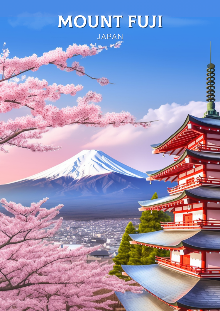 Affiche rétro du Mont Fuji