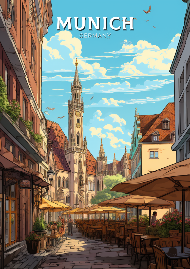 Impression de voyage à Munich - Illustration allemande