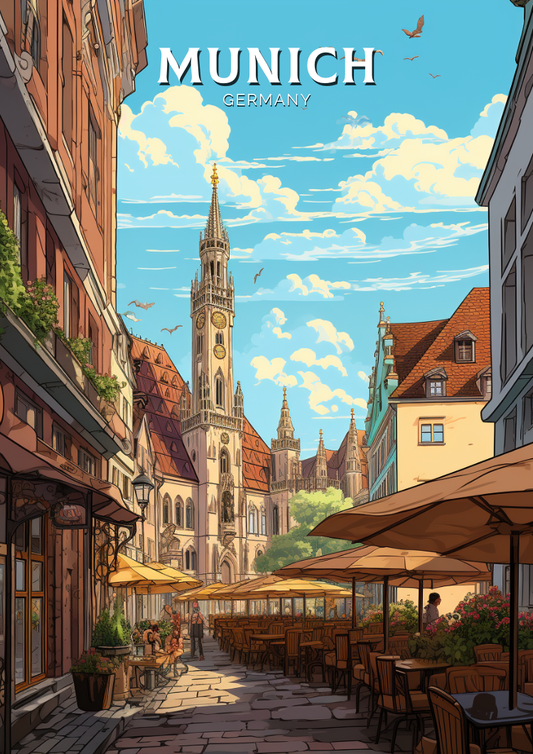 Impression de voyage à Munich - Illustration allemande