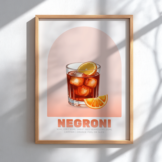 Negroni Cocktail Poster - Drinks Wall Art