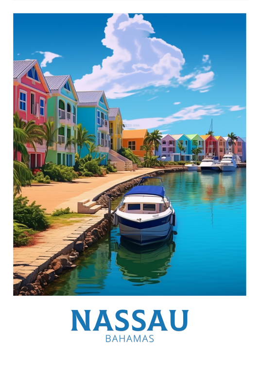 Affiche de voyage de Nassau - Illustration des Bahamas