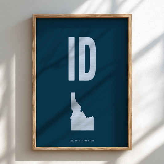Idaho poster featuring a state outline, perfect for USA states decor.
