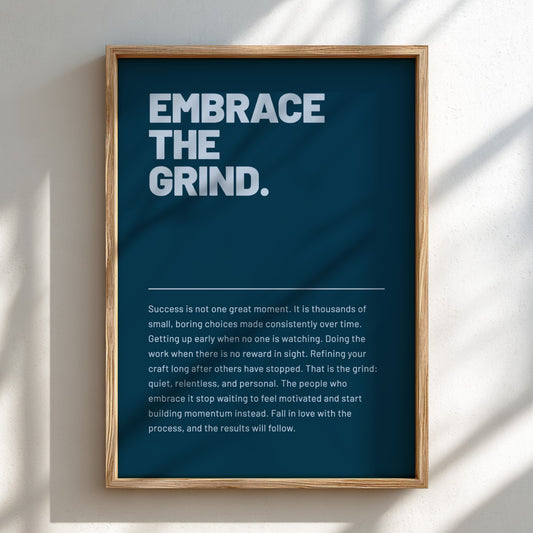 Motivational poster featuring bold typography in earthy tones, ideal for office decor and inspirational wall