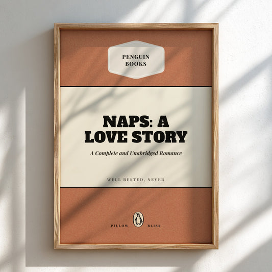 Framed book cover of 'Naps: A Love Story' by Penguin Books on a light background