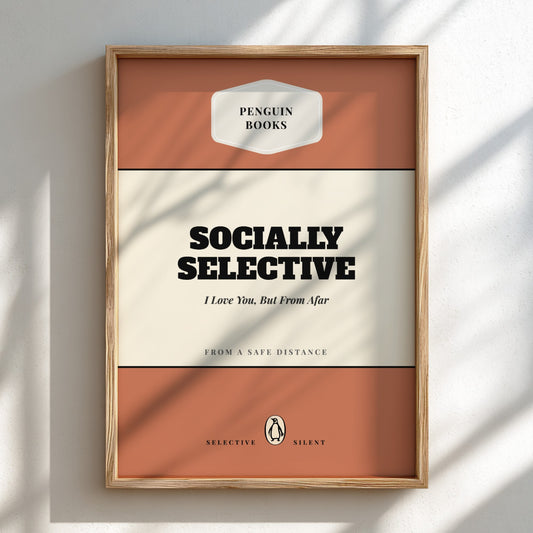 Framed book cover with 'Penguin Books' branding and text on a light background