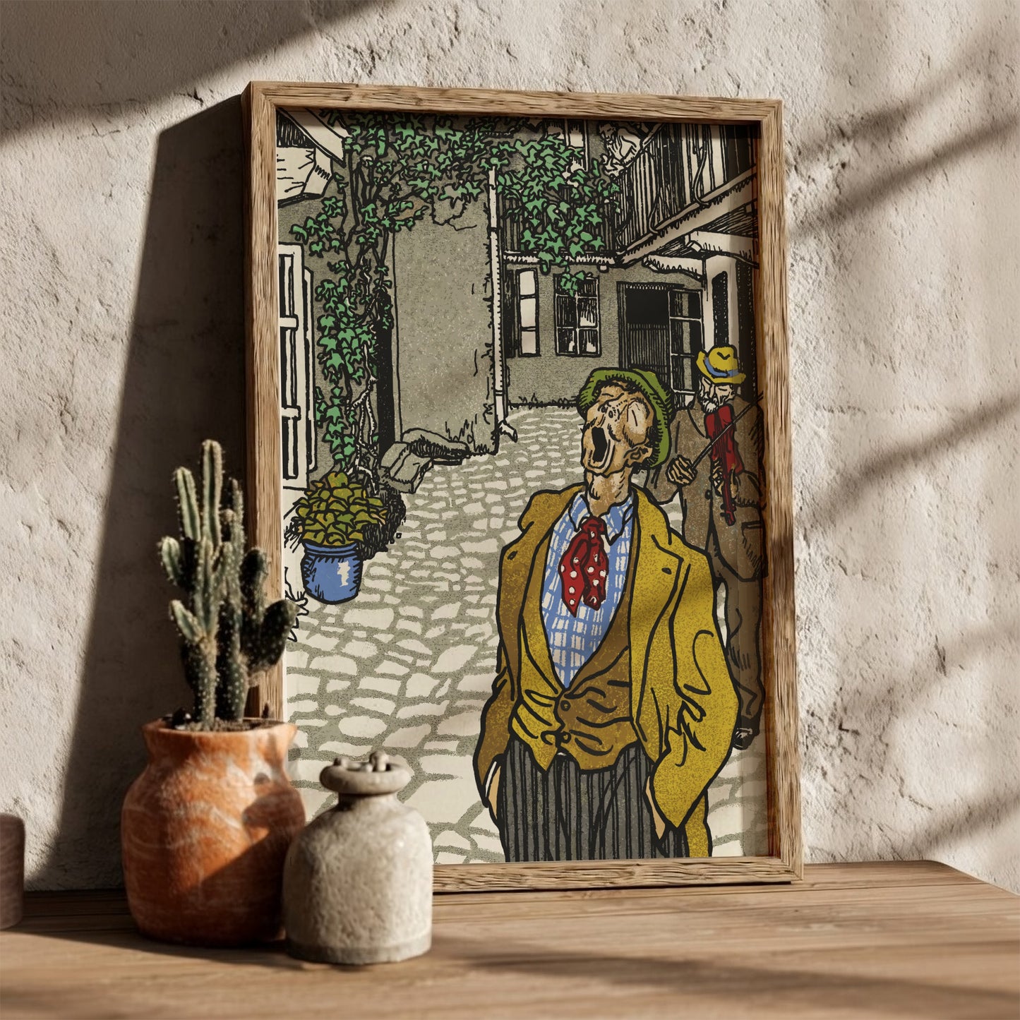 Art Nouveau poster of Moriz Jung's 'Naturally Gifted Singer' drawing, showing a man singing loudly.