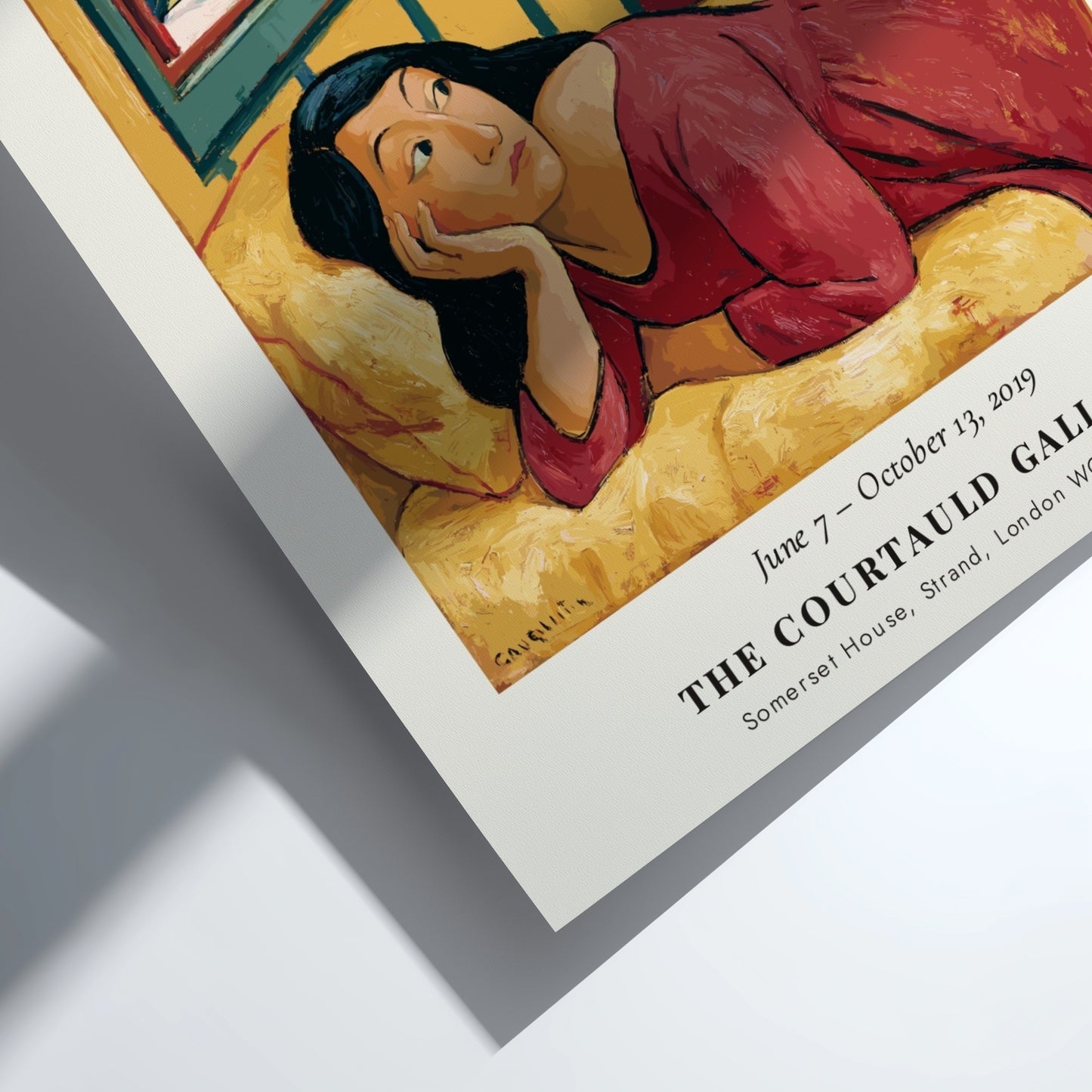 Gauguin Exhibition Poster featuring Nevermore Tahiti with vibrant colors and tropical elements