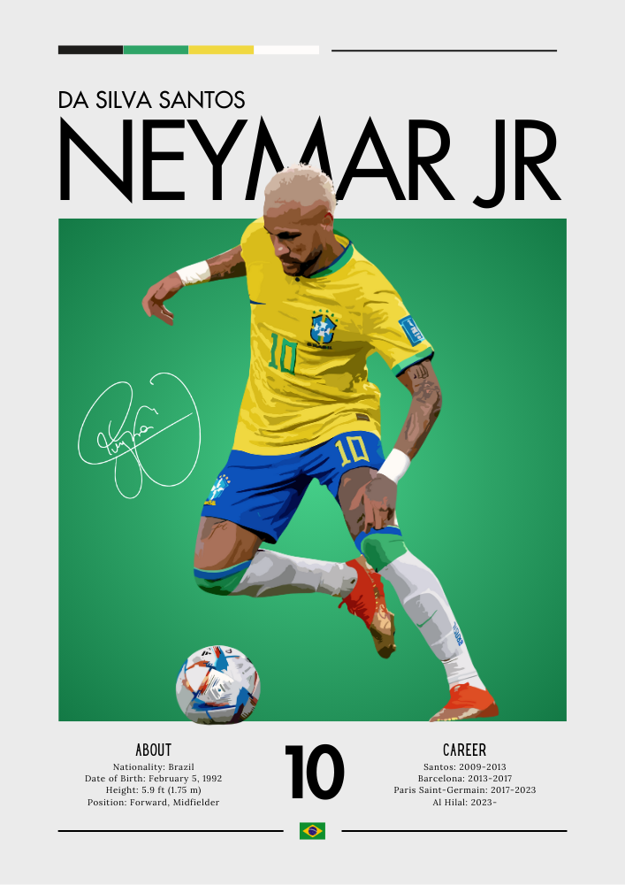 Neymar Jr Poster - Iconic Brazil Football Print