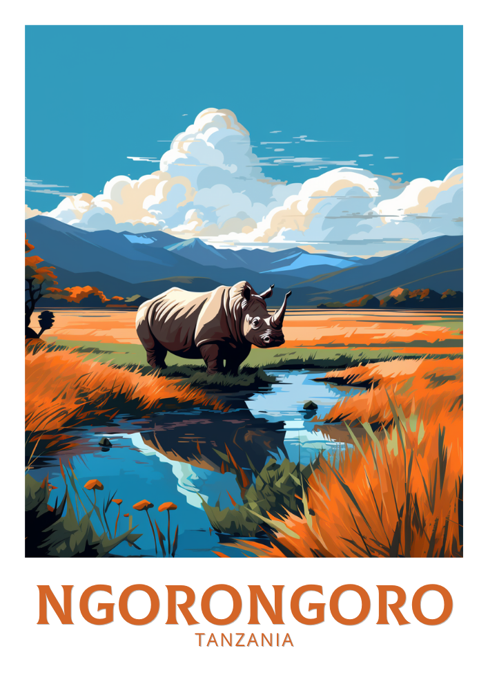 Ngorongoro Poster - Retro Print