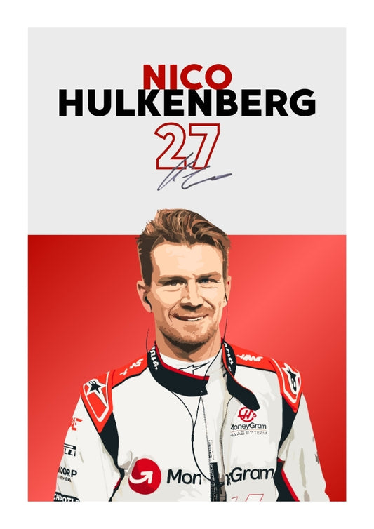 Affiche F1 de Nico Hülkenberg Haas – Décoration murale du pilote allemand