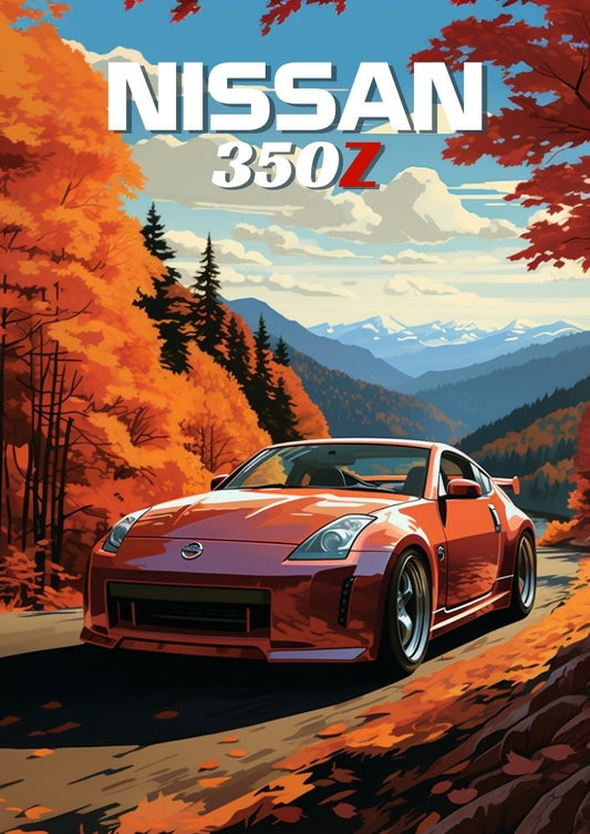 Impression Nissan 350Z – Décoration murale représentant une voiture de sport japonaise des années 2000