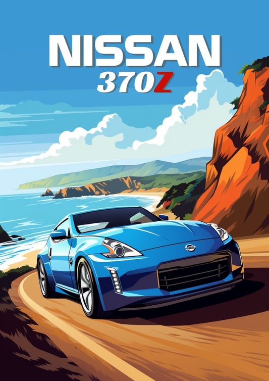 Affiche Nissan 370Z – Décoration murale représentant une voiture de sport japonaise