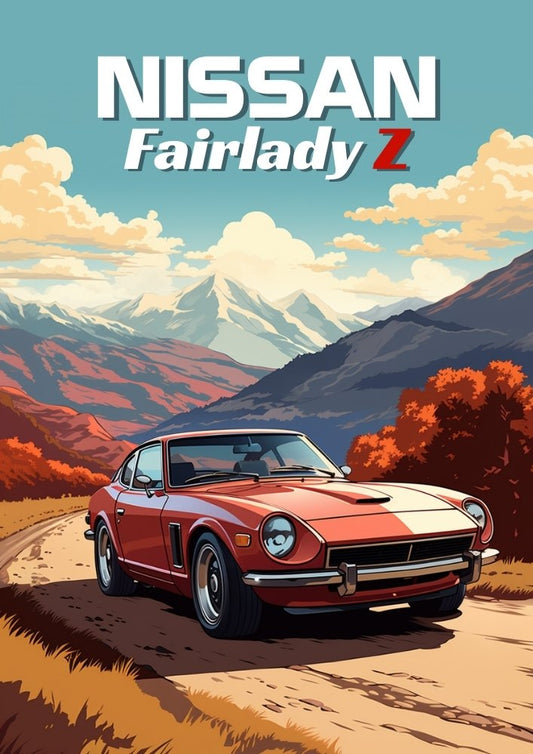Impression Nissan Fairlady Z – Décoration murale représentant une voiture de sport japonaise classique des années 1970