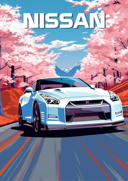 Affiche Nissan GT-R – Décoration murale emblématique de la voiture de sport japonaise