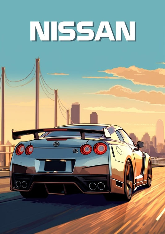 Affiche de voiture Nissan GT-R – Décoration murale de supercar japonaise