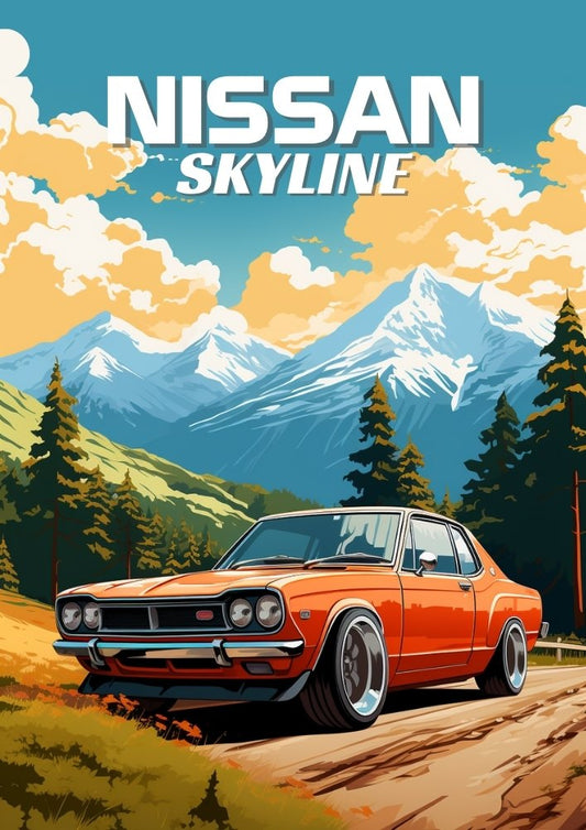 Impression Nissan Skyline 1re génération – Décoration murale de voiture classique japonaise des années 1960