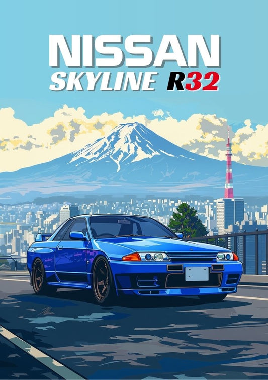 Impression Nissan Skyline R32 – Décoration murale emblématique des années 1990