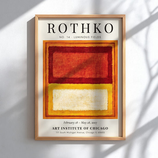 Wall art poster featuring Mark Rothko No. 14 Luminous Fields with red yellow blocks