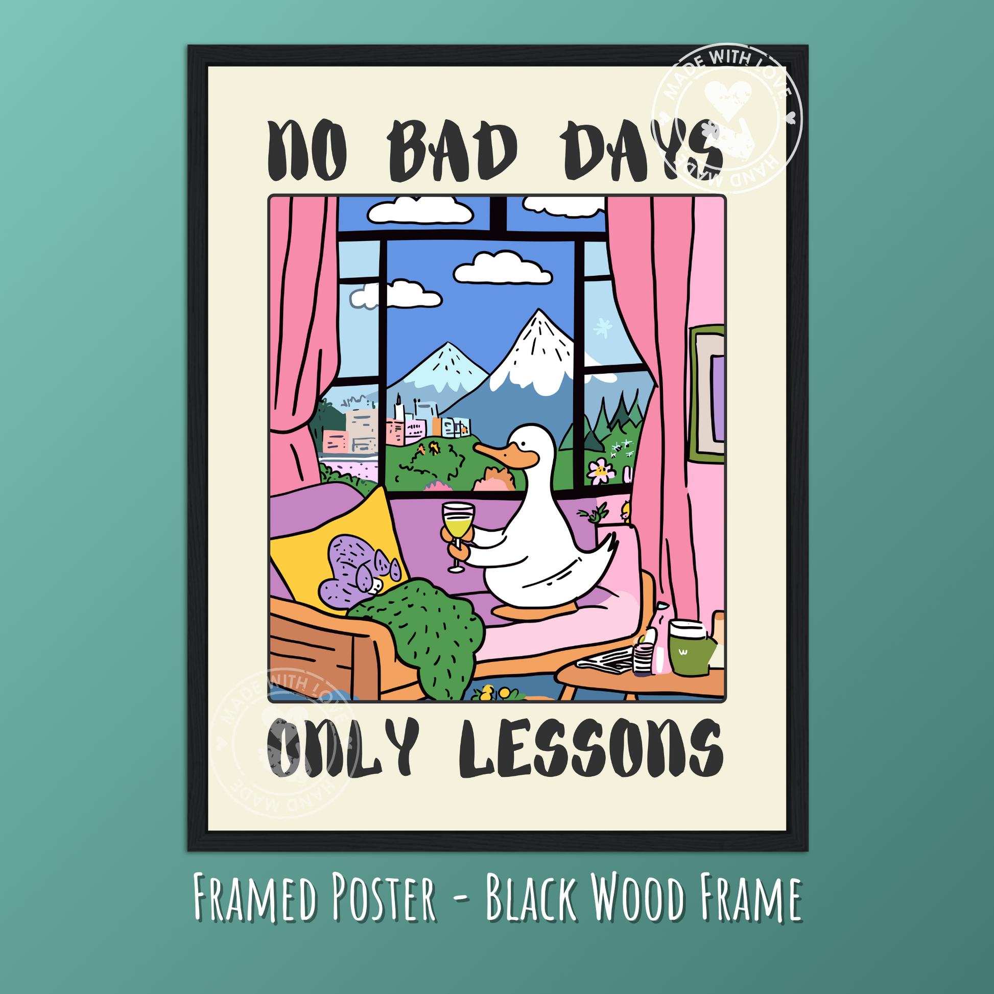 Funny Goose Poster – Quirky Animal Wall Art, Whimsical Bar Decor, Cottagecore Goose Print, Cozy Vintage Illustration
