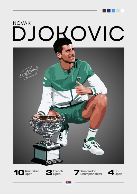 Impression Novak Djokovic – « Le Joker » Nole, légende du tennis, décoration murale