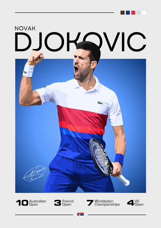 Affiche Novak Djokovic – « Le Joker » Nole, légende du tennis