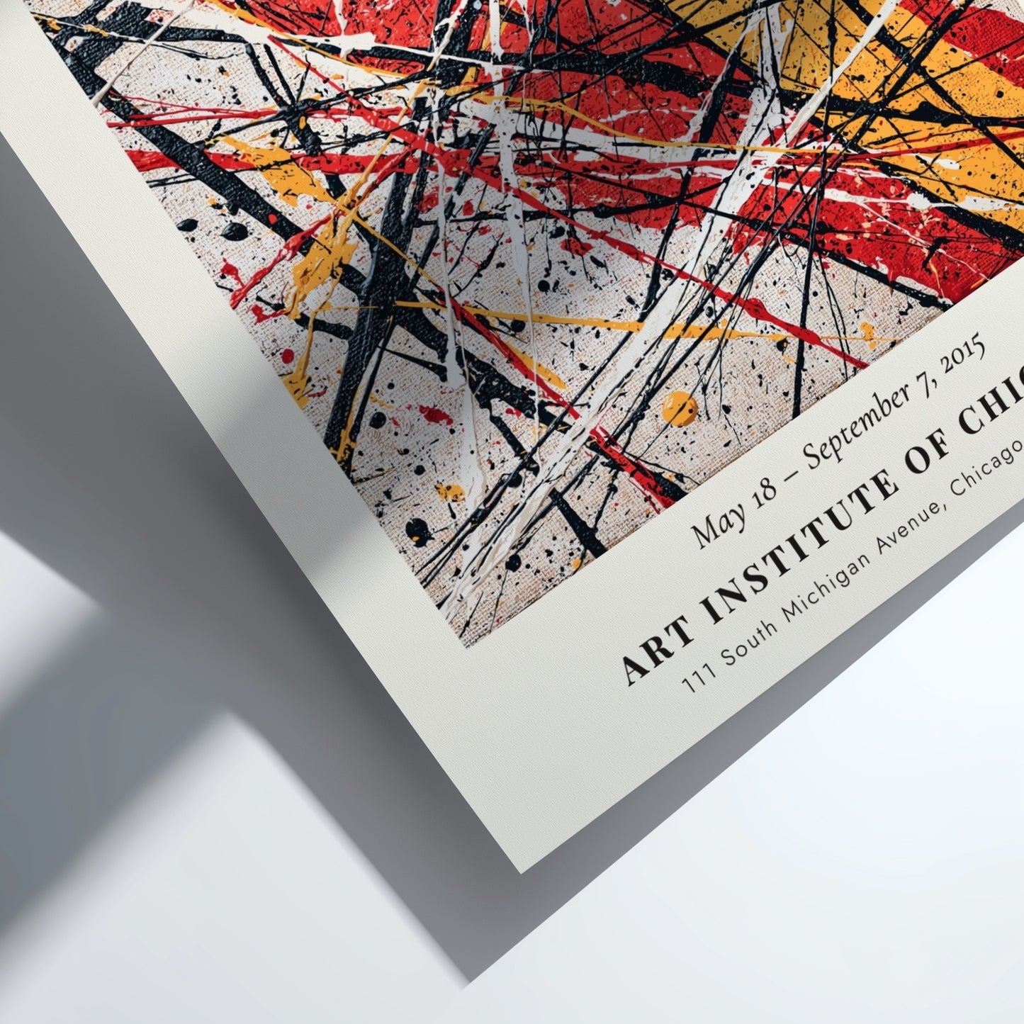 Wall art poster featuring Jackson Pollock Number 1A 1948 with black yellow red splatters