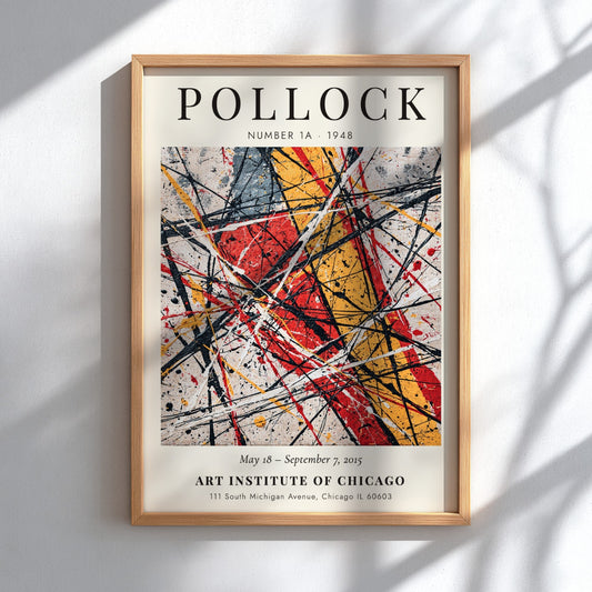 Wall art poster featuring Jackson Pollock Number 1A 1948 with black yellow red splatters