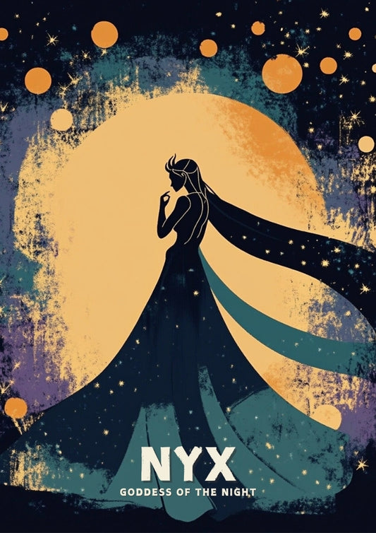 Affiche de la déesse grecque Nyx - Œuvre d'art de la déesse de la nuit
