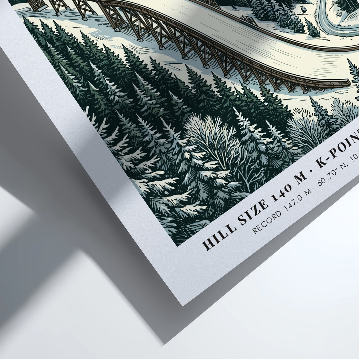 Ski jumping poster of Oberhof Germany featuring a snowy mountain landscape and athlete