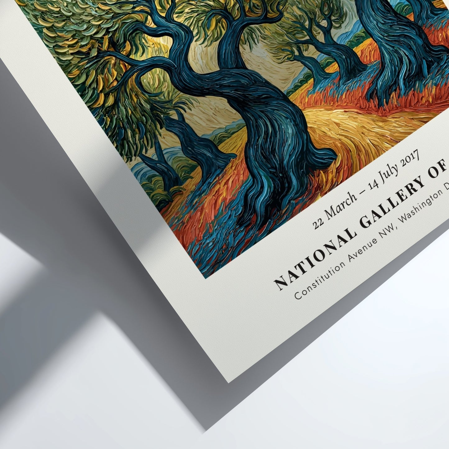 Olive Grove Silver Wind poster featuring swirling colors and vibrant landscapes inspired by Van Gogh's style