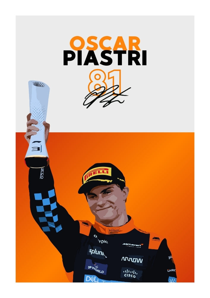 Affiche McLaren F1 d'Oscar Piastri – Décoration murale moderne pour le sport automobile
