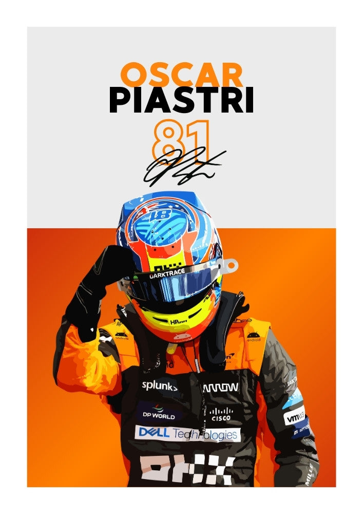 Affiche McLaren F1 d'Oscar Piastri – Décoration murale pour jeunes stars