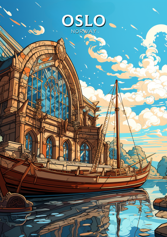Illustration de voyage à Oslo - Affiche de Norvège