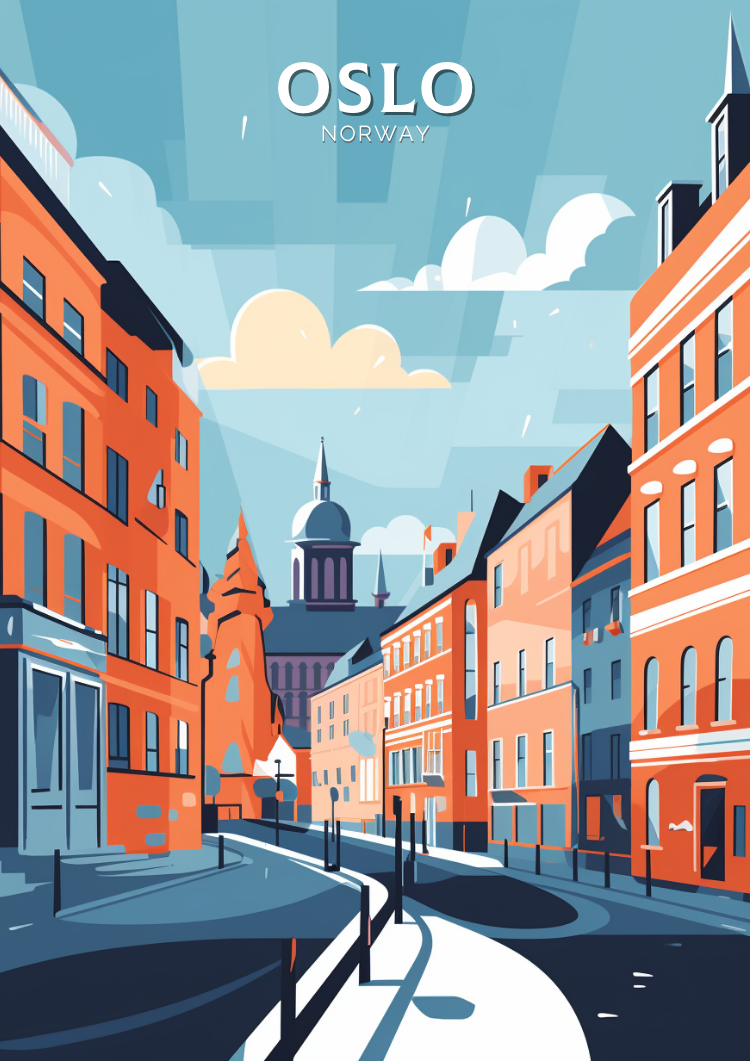 Affiche de voyage d'Oslo - Norvège
