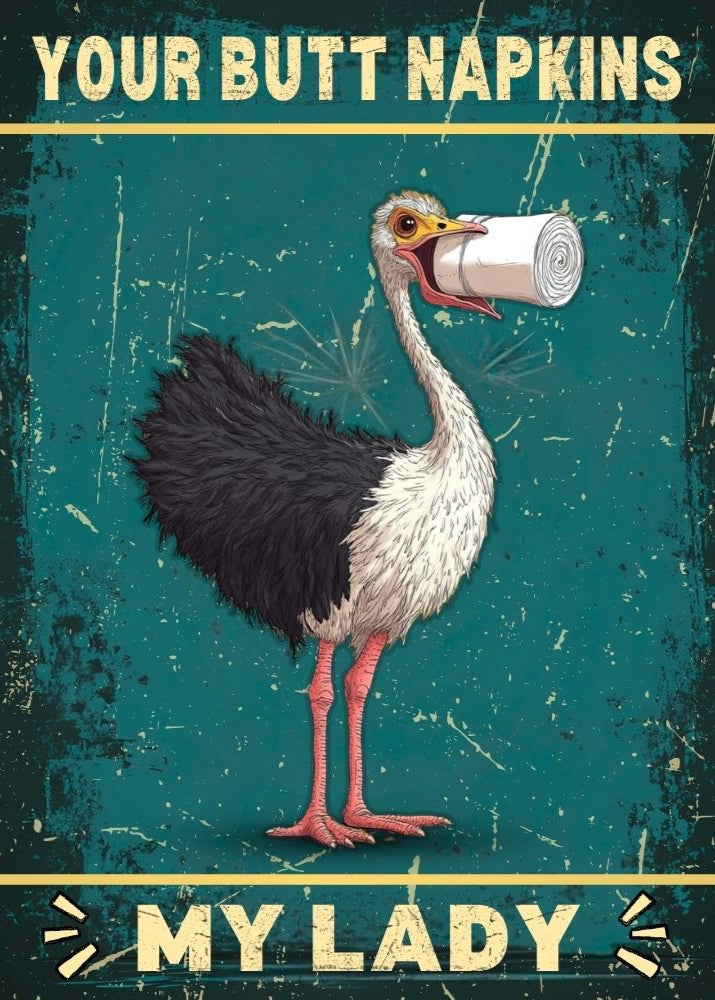 Funny Ostrich Bathroom Print