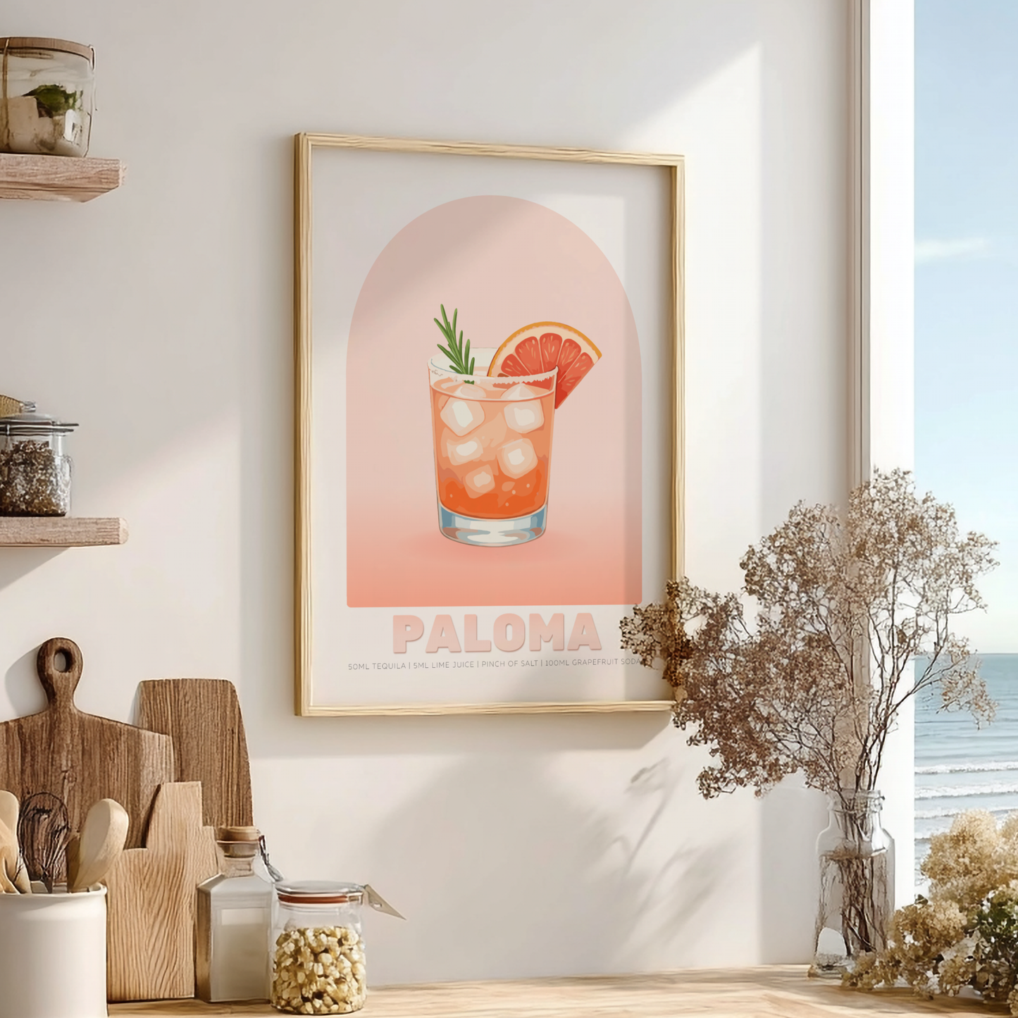 Paloma Cocktail Poster - Drinks Wall Art