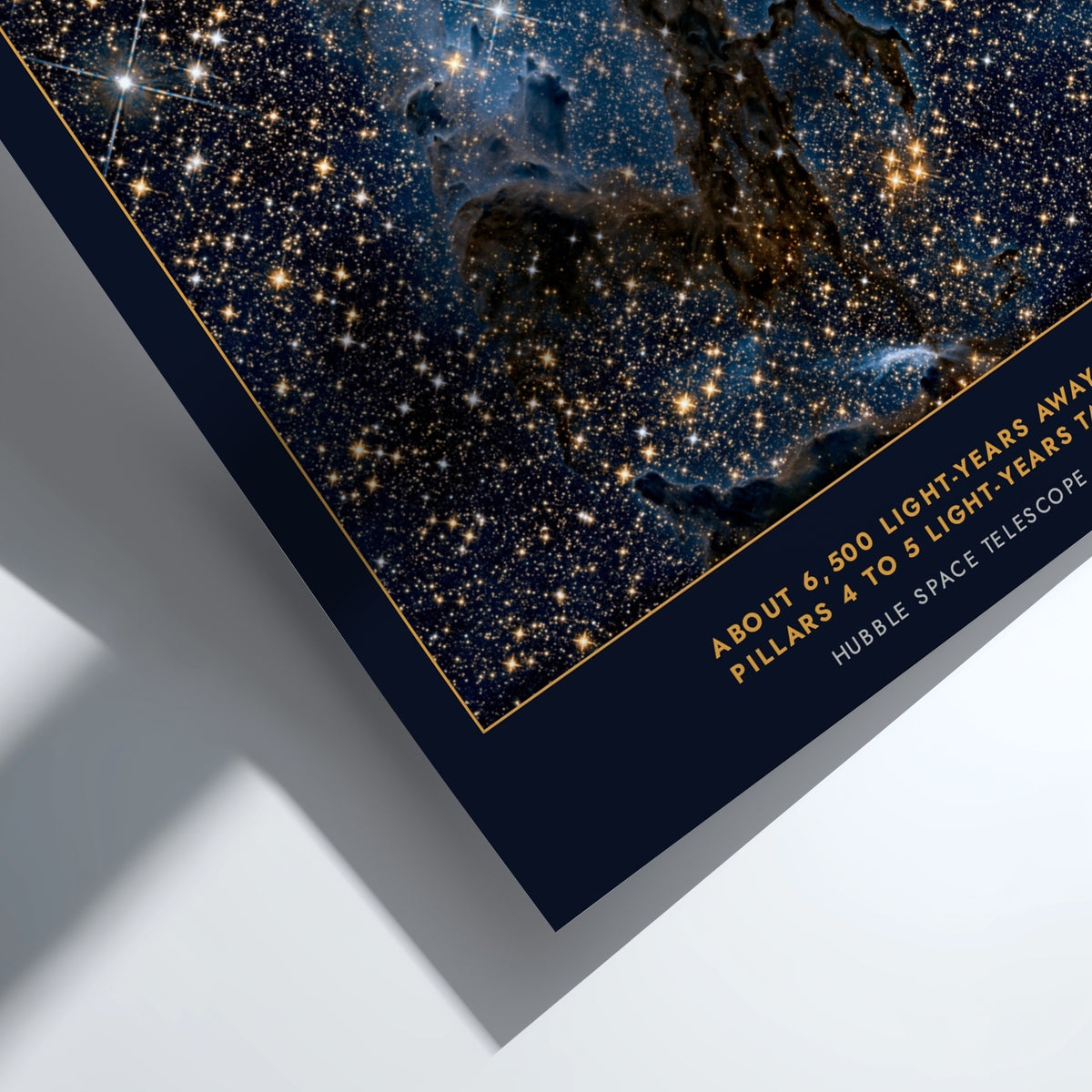 Poster of the Pillars of Creation in the Eagle Nebula with golden stars
