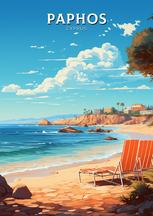 Affiche de voyage de Paphos - Illustration de Chypre